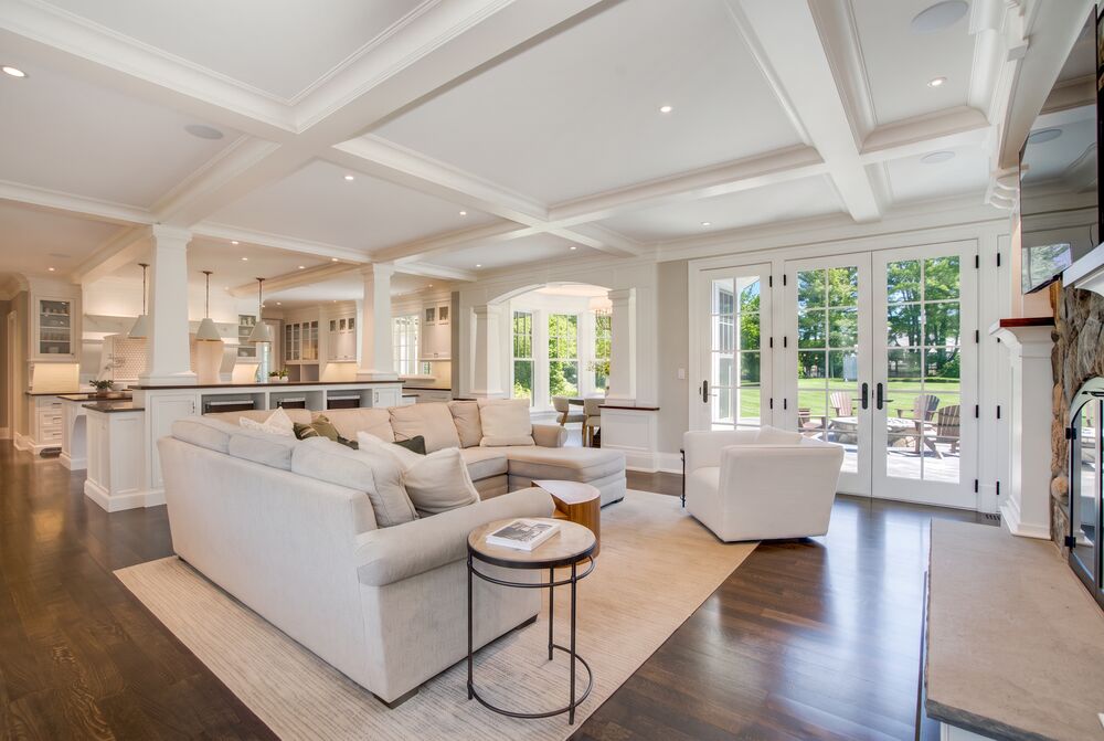 open concept — coffered ceiling · garden glass