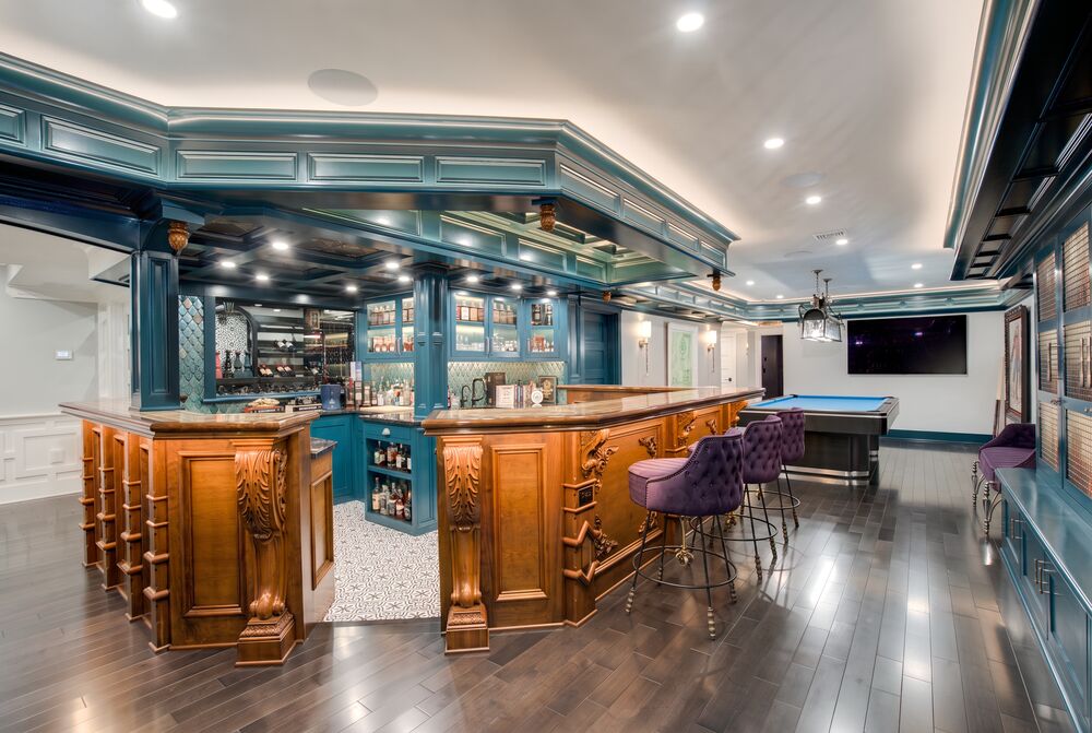mancave — carved bar · billiards